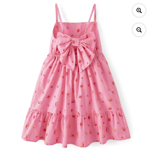The Children’s Place Girls Pink Strappy Bow Back Tiered Dress Size Large (10-12) - Picture 2 of 5